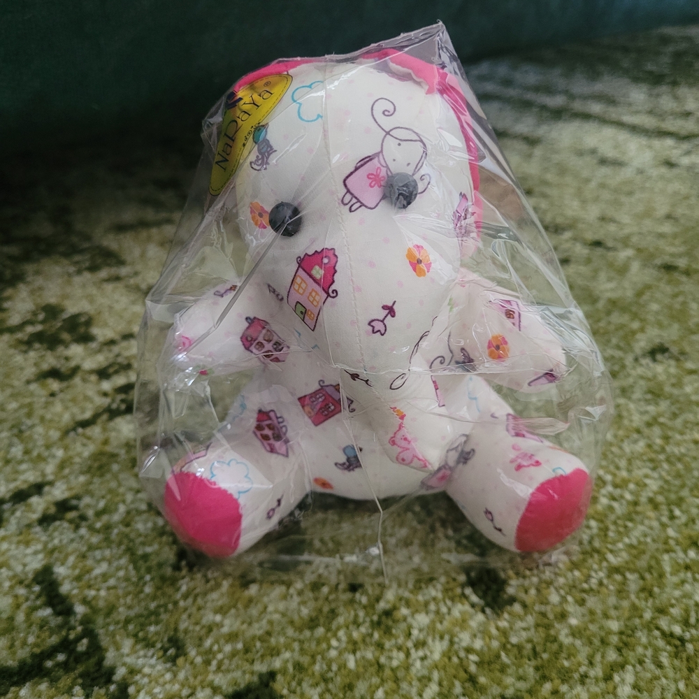 Naraya Pink and White Elephant Plush
